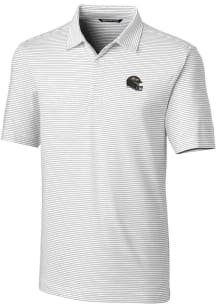 Cutter and Buck Baltimore Ravens Mens White Helmet Forge Pencil Stripe Short Sleeve Polo