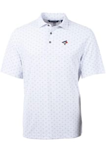 Cutter and Buck Toronto Blue Jays Mens White Virtue Eco Pique Tile Short Sleeve Polo