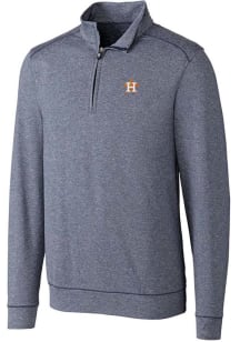 Cutter and Buck Houston Astros Mens Navy Blue Shoreline Heathered Long Sleeve 1/4 Zip Pullover