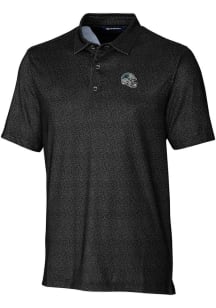 Cutter and Buck Carolina Panthers Mens Black Helmet Pike Micro Floral Short Sleeve Polo