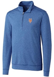 Cutter and Buck New York Mets Mens Blue Shoreline Heathered Long Sleeve 1/4 Zip Pullover