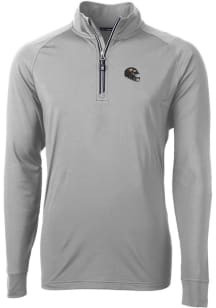 Cutter and Buck Baltimore Ravens Mens Grey Helmet Adapt Eco Knit Long Sleeve 1/4 Zip Pullover