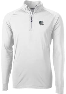 Cutter and Buck Carolina Panthers Mens White Helmet Adapt Eco Knit Long Sleeve 1/4 Zip Pullover