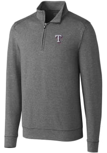 Cutter and Buck Texas Rangers Mens Charcoal Shoreline Heathered Long Sleeve 1/4 Zip Pullover
