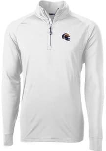 Cutter and Buck Los Angeles Rams Mens White Helmet Adapt Eco Knit Long Sleeve 1/4 Zip Pullover