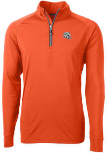Cutter and Buck Miami Dolphins Mens Orange Helmet Adapt Eco Knit Long Sleeve 1/4 Zip Pullover