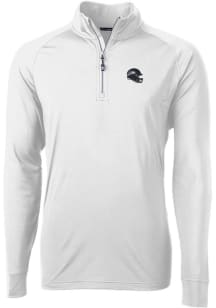 Cutter and Buck Seattle Seahawks Mens White Helmet Adapt Eco Knit Long Sleeve 1/4 Zip Pullover