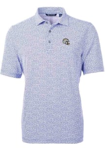 Cutter and Buck Los Angeles Chargers Mens Blue Helmet Virtue Eco Pique Botanical Short Sleeve Po..