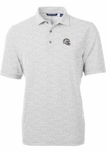 Cutter and Buck Los Angeles Chargers Mens Grey Helmet Virtue Eco Pique Botanical Short Sleeve Po..