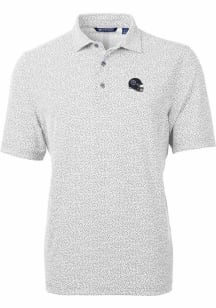 Cutter and Buck Tennessee Titans Mens Grey Helmet Virtue Eco Pique Botanical Short Sleeve Polo