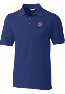 Cutter and Buck Chicago Cubs Mens Blue Advantage Short Sleeve Polo