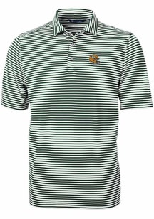 Cutter and Buck Green Bay Packers Mens Green Helmet Virtue Eco Pique Stripe Short Sleeve Polo