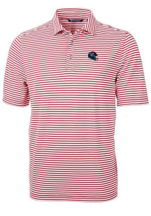 Cutter and Buck Houston Texans Mens Red Helmet Virtue Eco Pique Stripe Short Sleeve Polo