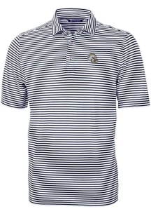 Cutter and Buck Los Angeles Chargers Mens Navy Blue Helmet Virtue Eco Pique Stripe Short Sleeve ..