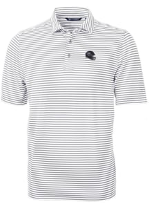 Cutter and Buck Tennessee Titans Mens Grey Helmet Virtue Eco Pique Stripe Short Sleeve Polo
