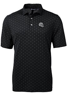Cutter and Buck Las Vegas Raiders Mens Black Helmet Virtue Eco Pique Tle Short Sleeve Polo