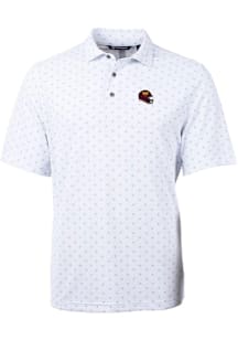 Cutter and Buck Washington Commanders Mens White Helmet Virtue Eco Pique Tle Short Sleeve Polo
