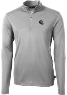 Cutter and Buck Baltimore Ravens Mens Grey Virtue Eco Pique Long Sleeve 1/4 Zip Pullover