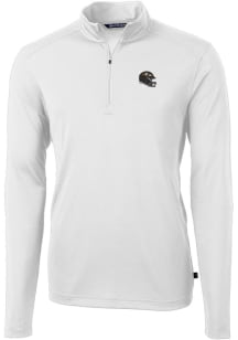 Cutter and Buck Baltimore Ravens Mens White Helmet Virtue Eco Pique Long Sleeve 1/4 Zip Pullover