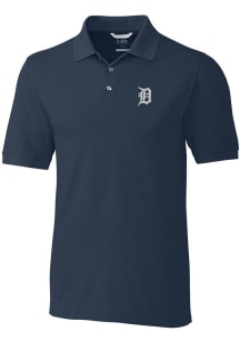 Cutter and Buck Detroit Tigers Mens Navy Blue Advantage Short Sleeve Polo