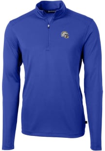 Cutter and Buck Los Angeles Chargers Mens Blue Helmet Virtue Eco Pique Long Sleeve 1/4 Zip Pullo..