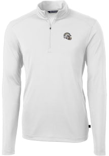 Cutter and Buck Los Angeles Chargers Mens White Helmet Virtue Eco Pique Long Sleeve 1/4 Zip Pull..