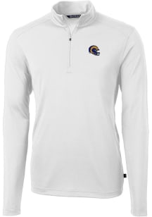 Cutter and Buck Los Angeles Rams Mens White Helmet Virtue Eco Pique Long Sleeve 1/4 Zip Pullover