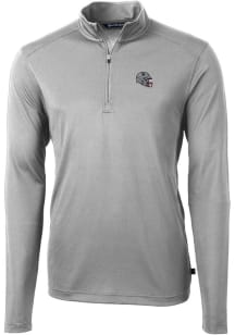 Cutter and Buck New England Patriots Mens Grey Virtue Eco Pique Long Sleeve 1/4 Zip Pullover