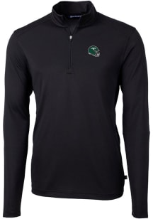 Cutter and Buck New York Jets Mens Black Virtue Eco Pique Long Sleeve 1/4 Zip Pullover