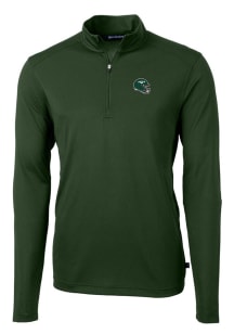 Cutter and Buck New York Jets Mens Green Virtue Eco Pique Long Sleeve 1/4 Zip Pullover