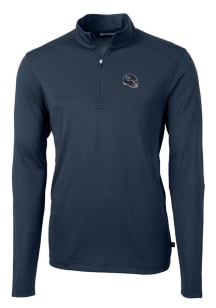 Cutter and Buck Tennessee Titans Mens Navy Blue Helmet Virtue Eco Pique Long Sleeve 1/4 Zip Pull..