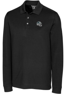 Cutter and Buck Carolina Panthers Mens Black Helmet Advantage Long Sleeve Polo Shirt
