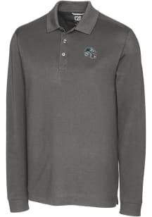 Cutter and Buck Carolina Panthers Mens Grey Helmet Advantage Long Sleeve Polo Shirt