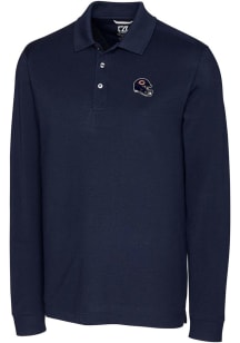 Cutter and Buck Chicago Bears Mens Navy Blue Advantage Long Sleeve Polo Shirt