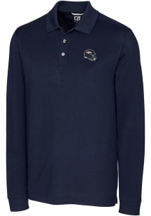 Cutter and Buck Denver Broncos Mens Navy Blue Advantage Long Sleeve Polo Shirt