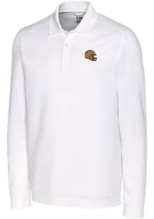 Cutter and Buck Green Bay Packers Mens White Helmet Advantage Long Sleeve Polo Shirt