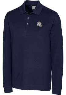 Cutter and Buck Los Angeles Chargers Mens Navy Blue Helmet Advantage Long Sleeve Polo Shirt