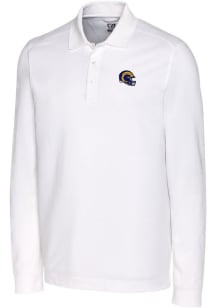 Cutter and Buck Los Angeles Rams Mens White Helmet Advantage Long Sleeve Polo Shirt