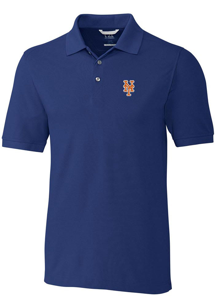 Cutter and Buck New York Mets Mens Blue Advantage Short Sleeve Polo