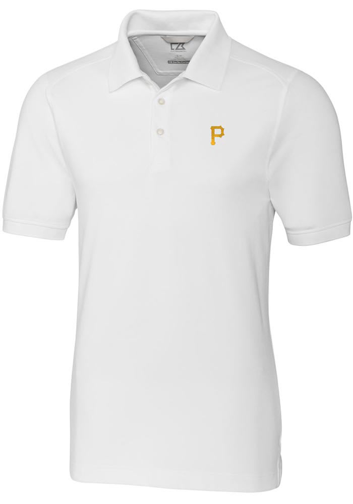 Cutter and Buck Pittsburgh Pirates Mens White Advantage Short Sleeve Polo