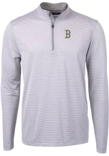 Cutter and Buck Boston Red Sox Mens Grey City Connect Virtue Eco Pique Big and Tall 1/4 Zip Pull..