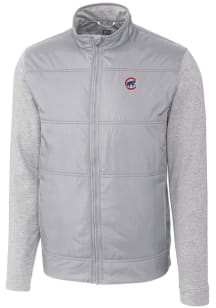 Cutter and Buck Chicago Cubs Mens Grey Stealth Hybrid Quilted Medium Weight Jacket