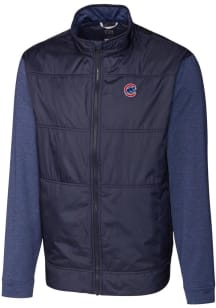 Cutter and Buck Chicago Cubs Mens Navy Blue Stealth Hybrid Quilted Medium Weight Jacket