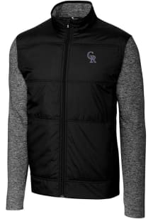 Cutter and Buck Colorado Rockies Mens Black Stealth Hybrid Quilted Medium Weight Jacket