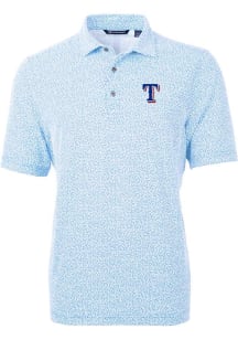 Cutter and Buck Texas Rangers Mens Light Blue Virtue Botantical Print Short Sleeve Polo