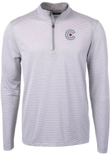 Cutter and Buck Chicago Cubs Mens Grey City Connect Virtue Eco Pique Big and Tall 1/4 Zip Pullov..