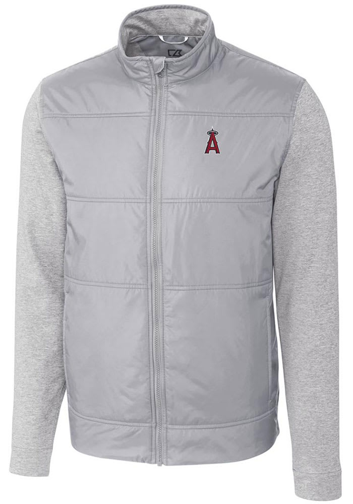Cutter and Buck Los Angeles Angels Mens Grey Stealth Hybrid Quilted Long Sleeve Full Zip Jacket