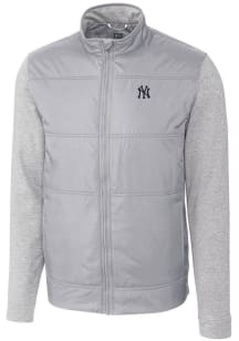 Cutter and Buck New York Yankees Mens Grey Stealth Hybrid Quilted Medium Weight Jacket