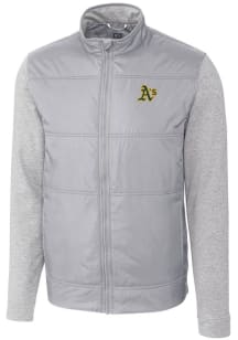 Cutter and Buck Oakland Athletics Mens Grey Stealth Hybrid Quilted Medium Weight Jacket