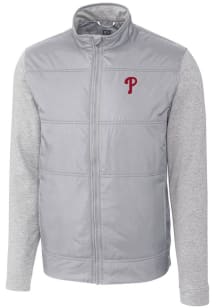 Cutter and Buck Philadelphia Phillies Mens Grey Stealth Hybrid Quilted Medium Weight Jacket